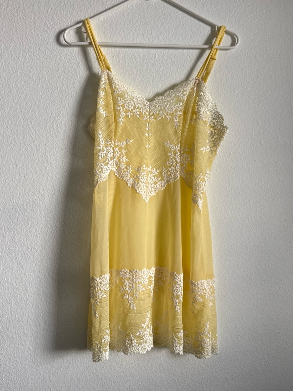 Yellow Lace-Trim Slip Dress - Unbranded
